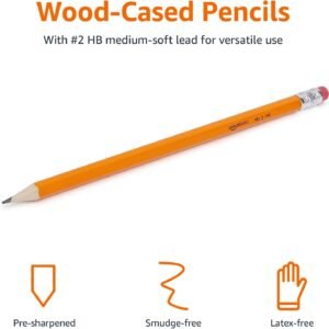 Amazon Basics Woodcased #2 Pencils, Pre-sharpened, HB Lead, 30 count, Orange