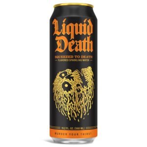 Liquid Death, Squeezed To Death Sparkling Water, 8-Pack (King Size 19.2oz Cans), Orange Flavored Sparkling Beverage Sweetened With Real Agave, Low Calorie & Low Sugar