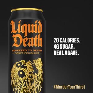 Liquid Death, Squeezed To Death Sparkling Water, 8-Pack (King Size 19.2oz Cans), Orange Flavored Sparkling Beverage Sweetened With Real Agave, Low Calorie & Low Sugar