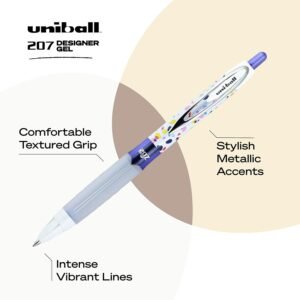 Uniball Signo 207 Designer Retractable Gel Pen, 5 Assorted Ink Pens, 0.7mm Medium Point Gel Pens| Office Supplies, Ink Pens, Colored Pens, Fine Point,...