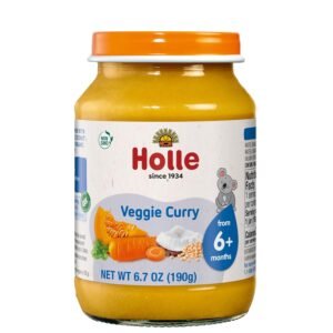 Holle Baby Food Jars - Veggie Curry Baby Puree with Grains & Organic Pumpkin, Carrot, Coconut Milk - (6 Jars) Stage 2 Baby Food for 6 months and Older - Baby Snack or Balanced Meal