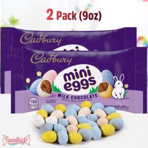 Mini Eggs Milk Chocolate, 2 Bags of Cadbury Mini Eggs 9oz Each, Creamy Milk Chocolate Cadbury Mini Eggs, Perfect Cadbury Eggs for Special Occasions, Premium Candy Eggs for All Ages