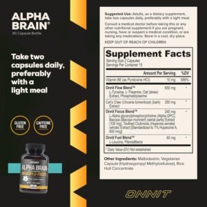 ONNIT Alpha Brain Premium Nootropic Brain Supplement, 30 Count, for Men & Women - Caffeine-Free Focus Capsules for Concentration, Brain Booster & Memory Support