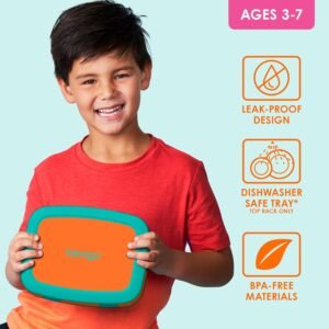 Bentgo® Kids Bento-Style 5-Compartment Leak-Proof Lunch Box - Ideal Portion Sizes for Ages 3 to 7 - Durable, Drop-Proof, Dishwasher Safe, BPA-Free, & Made with Food-Safe Materials (Orange)