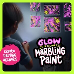 Glow in The Dark Marble Paint Kit for Kids - Water Marbling Painting Art Set for Boys & Girls Ages 6, 7, 8, 9, 10, 11, 12 Year Old - Kid Crafts Birthday Gifts Toys - Arts Craft Activities Gift