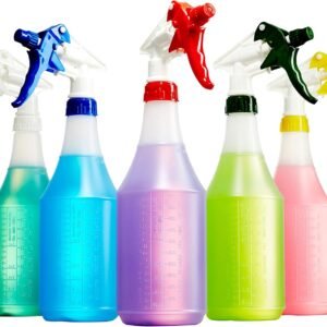 Leak-Free Chemical Resistant Spray Head and 32 oz Bottle 5 Pack Heavy-Duty Industrial Sprayer With Low-Fatigue Trigger and Nozzle for Auto/Car Detailing, Window Cleaning and Janitorial Supply